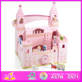 2014 neue Nette Kinder Holz Schloss Spielzeug, Beliebte Vorgeben Spielzeug Kinder Holz Schloss, Heißer Verkauf Mädchen Rosa Baby Holz Schloss Fabrik W06A054